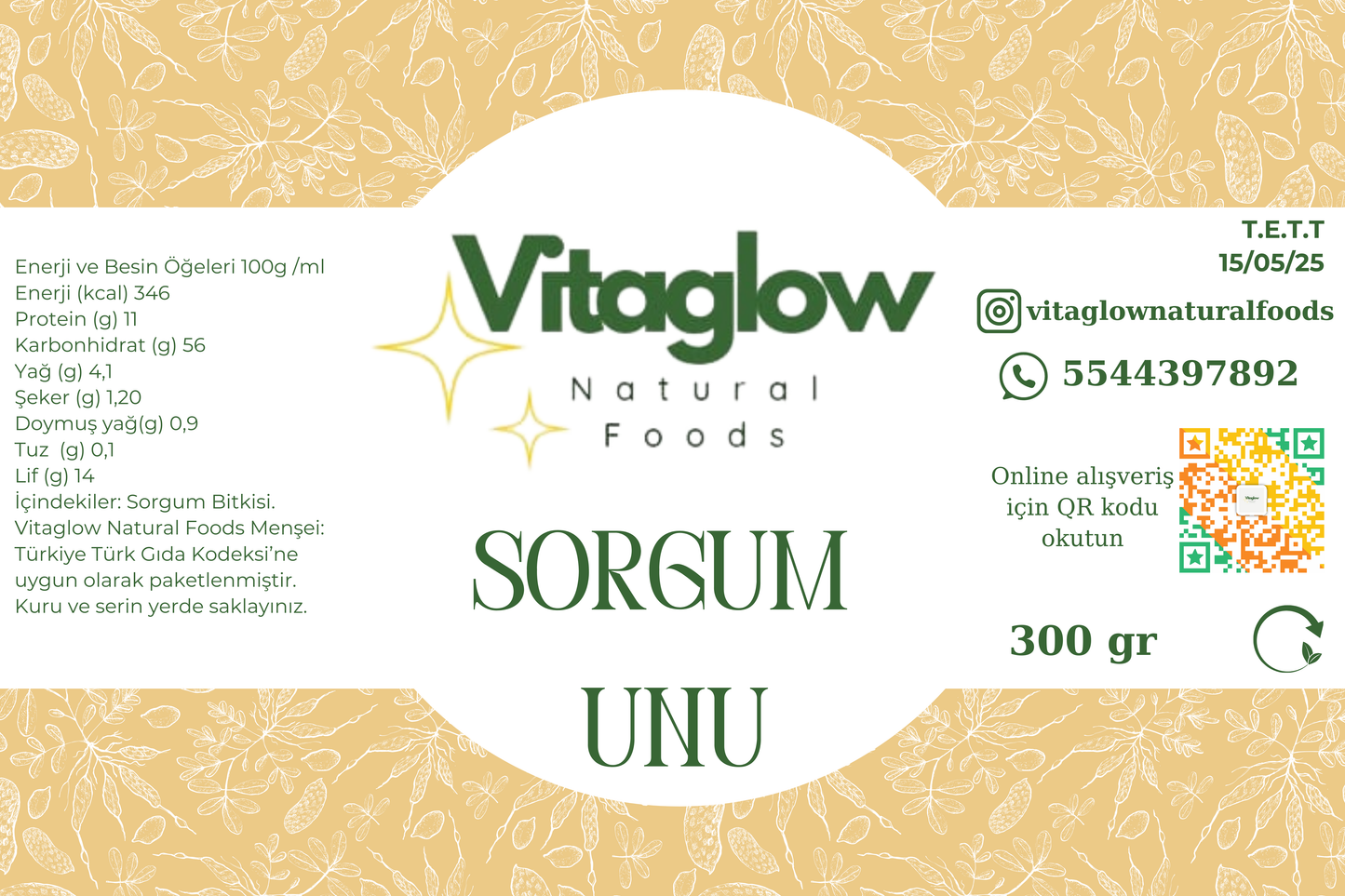 Sorgum Unu (300 gr) Yüksek Lif Yüksek Protein